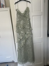 Pretty Little Thing Sage Embroidered Frill Maxi Dress