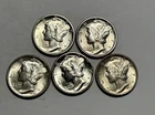 1934 BU MERCURY DIME LOT / 5 COINS