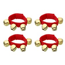 4pcs Wrist Bells, Jingle Bells Ankle Bells with 4 Golden Bells, Red