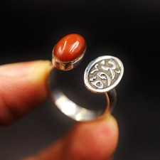 Egyptian Silver Romantic Love Jewelry Ring Arabic Calligraphy Gemstone Inlays