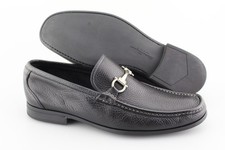 Men's SALVATORE FERRAGAMO 'Magnifico' Black Leather Loafers Size US 9 - EE