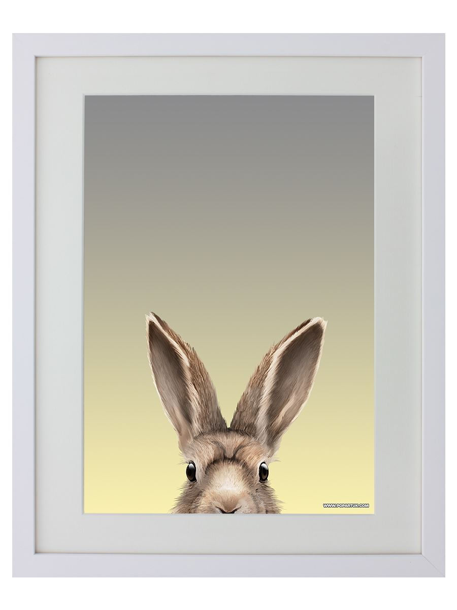 Inquisitive Creatures Hare White Wooden Framed Poster 28cm x 35.5cm