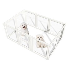 Clear Acrylic Dog Playpen Indoor,Transparent Dog Pen,Easy to Assemble and Cle...