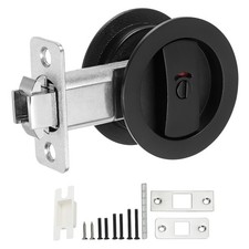 Round Recessed Door Lock with Color Coded Indicators 2 3/8" Backset Black