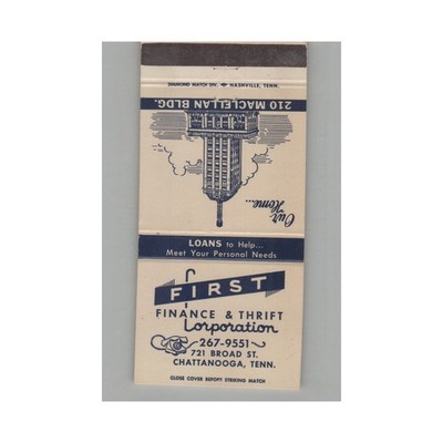 Matchbook Cover First Finance Thrift Corp Chattanooga TN