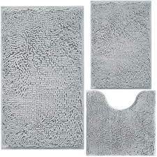 Bathroom Rugs Sets 3 Piece Extra Soft and Absorbent Shag Bathroom Rugs, Machi...