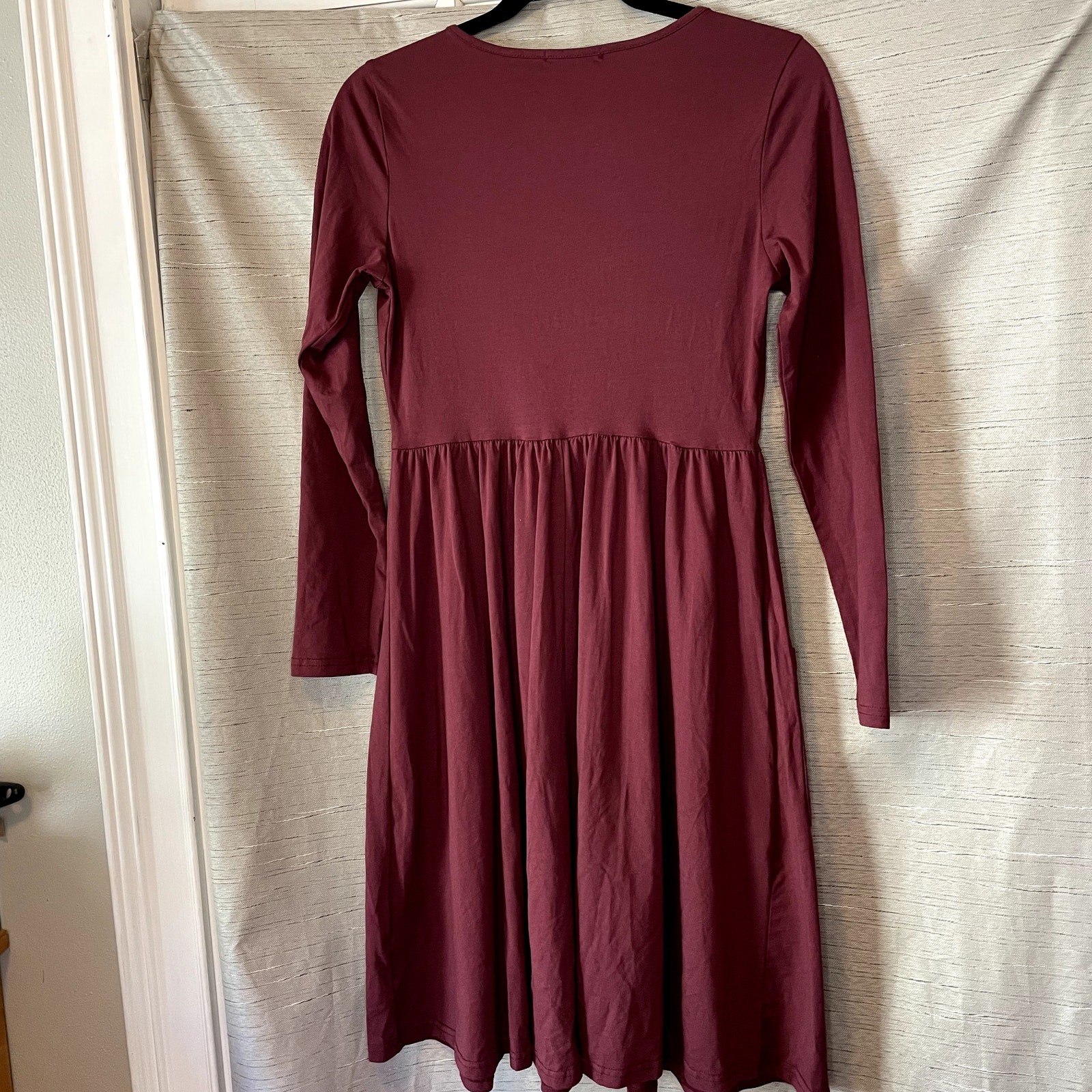 OUGES Dk. Wine Midi Skater Dress. Pockets, Cork L… - image 2