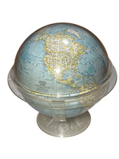 VTG 1962 National Geographic 14in World Globe w/ Clear Acrylic Stand & Cover