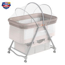 Bassinet Mosquito Net Cover for Babies with Two-Way Zipper Portable Crib Mesh