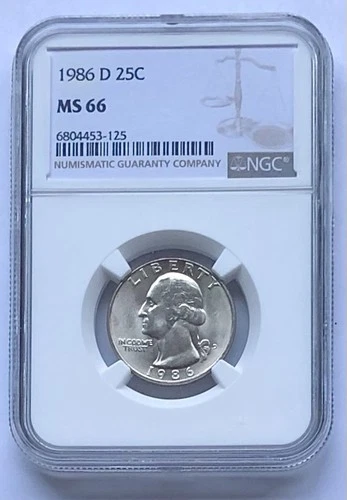 1986-D Washington Quarter NGC Graded MS66  *125
