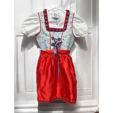 Kitzo Alpen Austria Kids Dirndl NWT 104 US 4T German Bavarian Dress Blue Red 3PC