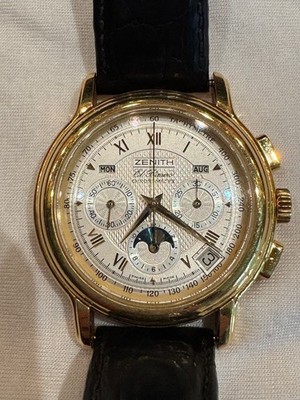 Zenith El Primero Chonomaster 18K Gold 30.0243.410 Day Date Month Moonphase