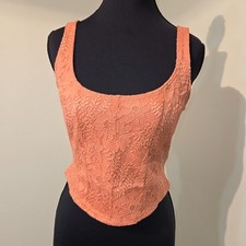 Originality Peach/Orange Lace Corset Top – Size L (Made in USA)