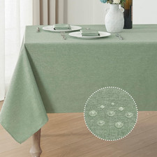 Rectangle Tablecloth Waterproof Linen Textured Table Cloth Stain and Wrinkle Res