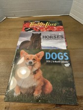 Lot Of 3 Animal Themed Calendars 2026 Unused Dogs Butterflies  Horses