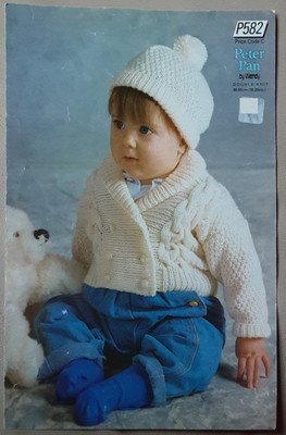 Orig Peter Pan DK Kind zweireihige Jacke & Mütze 18-26'' Strickmuster P582
