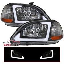 Black Headlights Fits 1996-1998 Honda Civic 24dr Led Tube Bar Lamps Leftright Black Headlights Fits 1996-1998 Honda Civic 24dr Led Tube Bar Lamps Leftright