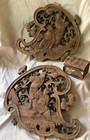 Pair of Antique Qing 19th c. Chinese Gilded Carved Wood Panels w/ Scholars Scene — photo 2