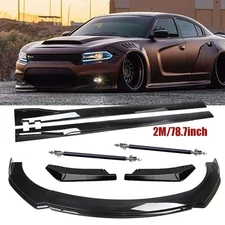 For Dodge Charger Front Bumper Lip Splitter Spoiler Glossy Black Body Kit Side