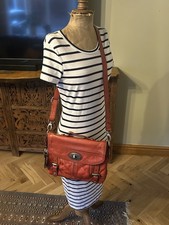 Borsa a tracolla Fossil Maddox in pelle rossa lunga vita vintage 96614