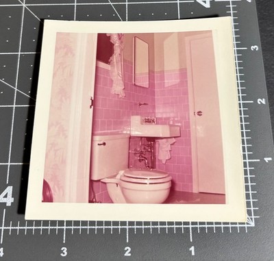 1950s PINK BATHROOM House Decor Vintage Snapshot PHOTO