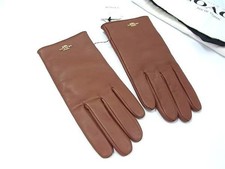 COACH sheepskin gloves, size 7, women's, brown