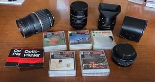 Raccolta obiettivi fotocamera Tamron Leica Leitz Wetzlar Elmarit filtro TOP
