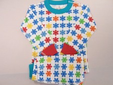 New NWT Hanna Andersson Long John Pajamas Colorful Blue Red Snowflake 90 2T 3T