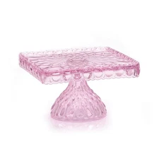 Mosser Glass USA Vintage Style Square Elizabeth Cake Stand Passion Pink