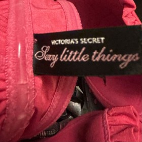 Victoria's Secret Sexy Little Things Chemise 36C Black Pink Babydoll Polka Dots