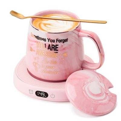 Coffee Mug Warmer & You are Awesome Mug Set, Electric Cup Warmer for Desk, Be...