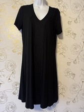 Adrianna Papell Black Sheath Dress Size Medium Knit Casual Short Sleeve NWT 051