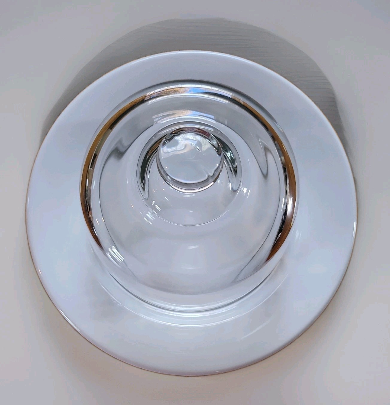 Buffalo China Cheese Plate with Glass Dome Made In USA 6 9 Inches