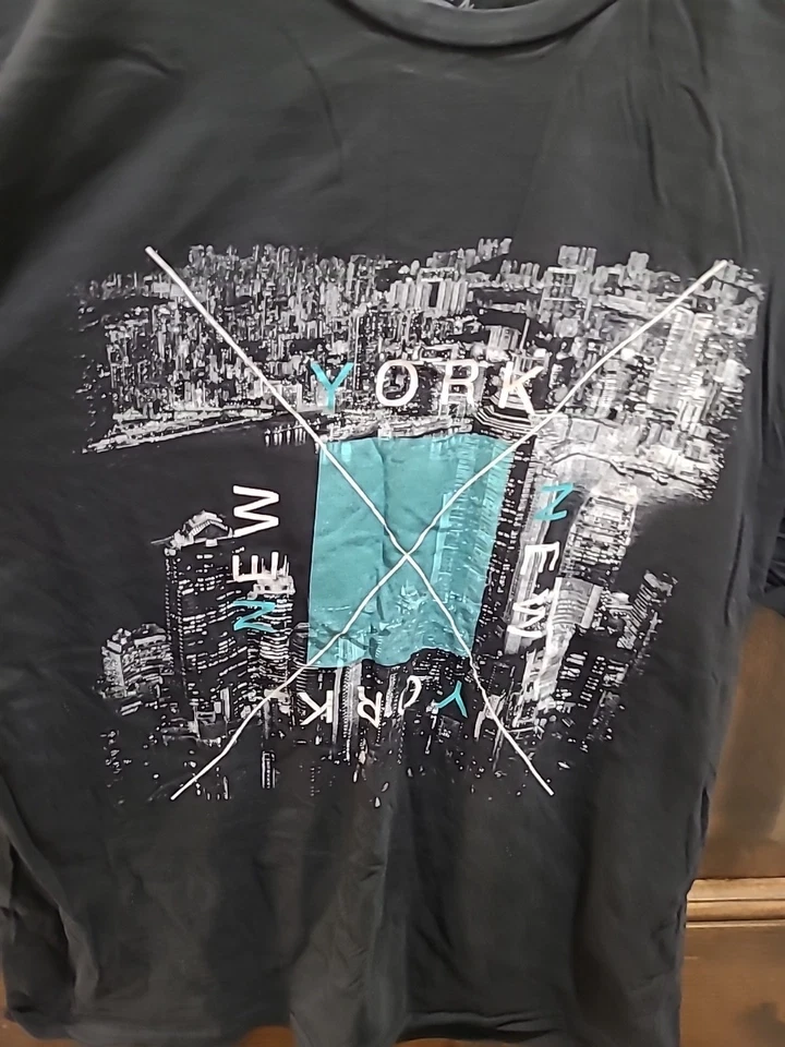 Camiseta Ocean Current Para Hombres Negra Cuello Redondo Manga Corta Nueva York Gráfico Talla L Foto 3 de 4