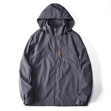 Mens Waterproof Windbreaker Rain Jacket Hooded Soft Shell Outdoor Grey Coat