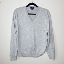 Brooks Brothers 346 Mens V Neck Sweater Light Gray Supima Cotton Large L