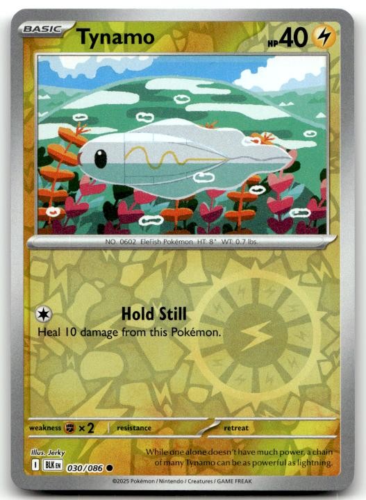 Tynamo 030/086 Common Black Bolt Pokemon Reverse Holo Lightly Played