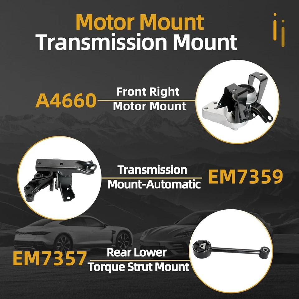 3pcs Engine Motor Mount and Transmission Mounts Kit fit for Mitsubishi Mirage... - image 2 of 4