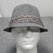 Fedora Hat 58cm 7 1/4 Gray Plaid Band Short Brim City Classic Style Heritage