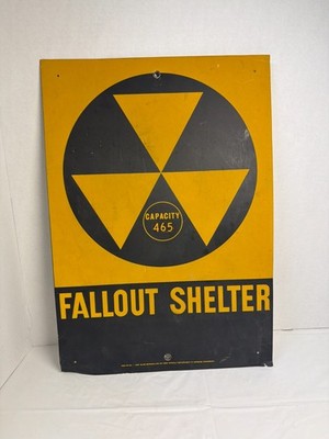 Vintage Fallout Shelter Sign Civil Defense DOD FS No 1 14x20 Metal- Capacity 465