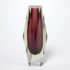 Vintage Luigi Mandruzzato Murano Art Glass Vase Faceted Gem Prism Luminous 7"