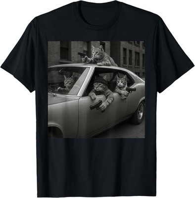 Men Women Funny Cat Gang Vintage Cute Kitten Gangster Cat T-Shirt unisex T-Shirt