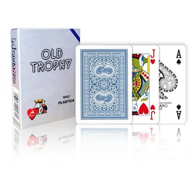 Old Trophy Blue Poker Playing Cards Deck Plastic Modiano Magic Tricks
