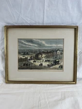 Antique Hand-Colored Engraving “Hyde Park Corner 1750” Framed London Scene
