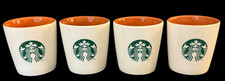 Starbuck Ceramic Expresso 3 oz Cup Set of 4 2011 Logo White &amp; Brown Coffe Cup