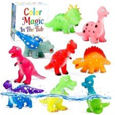 No Hole for Toddler Kids  9Pcs Color Changing Dinosaurs, Dinosaur Bath Toys