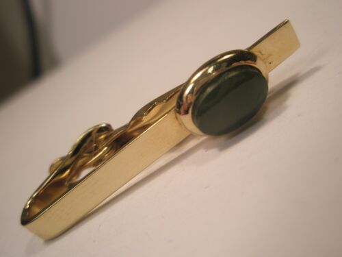 Genuine Green Jade Stone Vintage Tie Bar Clip plain simple quality