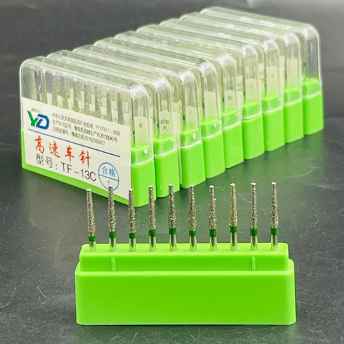 Fraises Diamantées Dentaires TF-13C - 100 Pièces 1.6mm - Neuf Pour Turbine