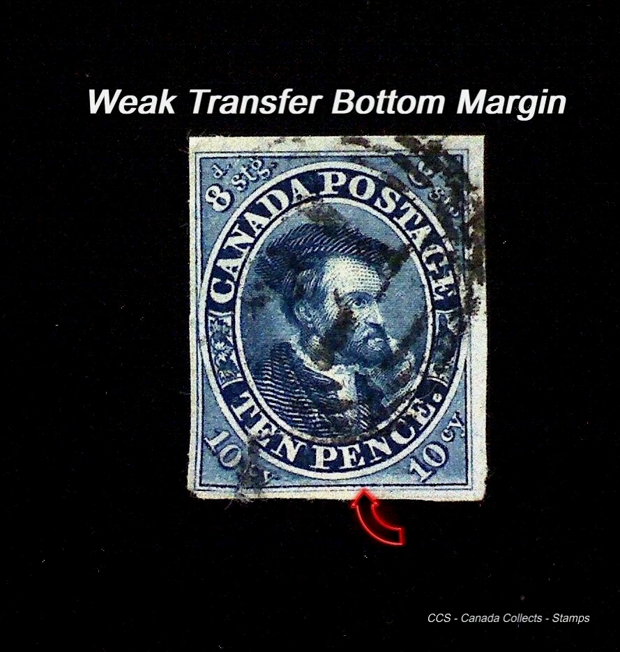 💥RARE💥 CANADA #7a USED THICK PAPER, VF *HUGE MARGINS* CARTIER (1855) 10P - Image 4 of 4