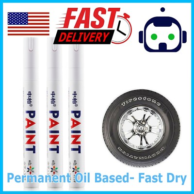 3X White Paint Pen Marker Waterproof Permanent Car Tire Lettering Rubber Letter